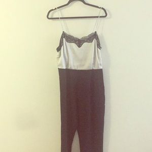 Satin top and dressy bottom jumpsuit